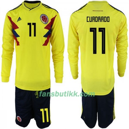 Fotball-VM 2018 Colombia drakt Cuadrado 11 Barn Hjemmetrøye Langermet